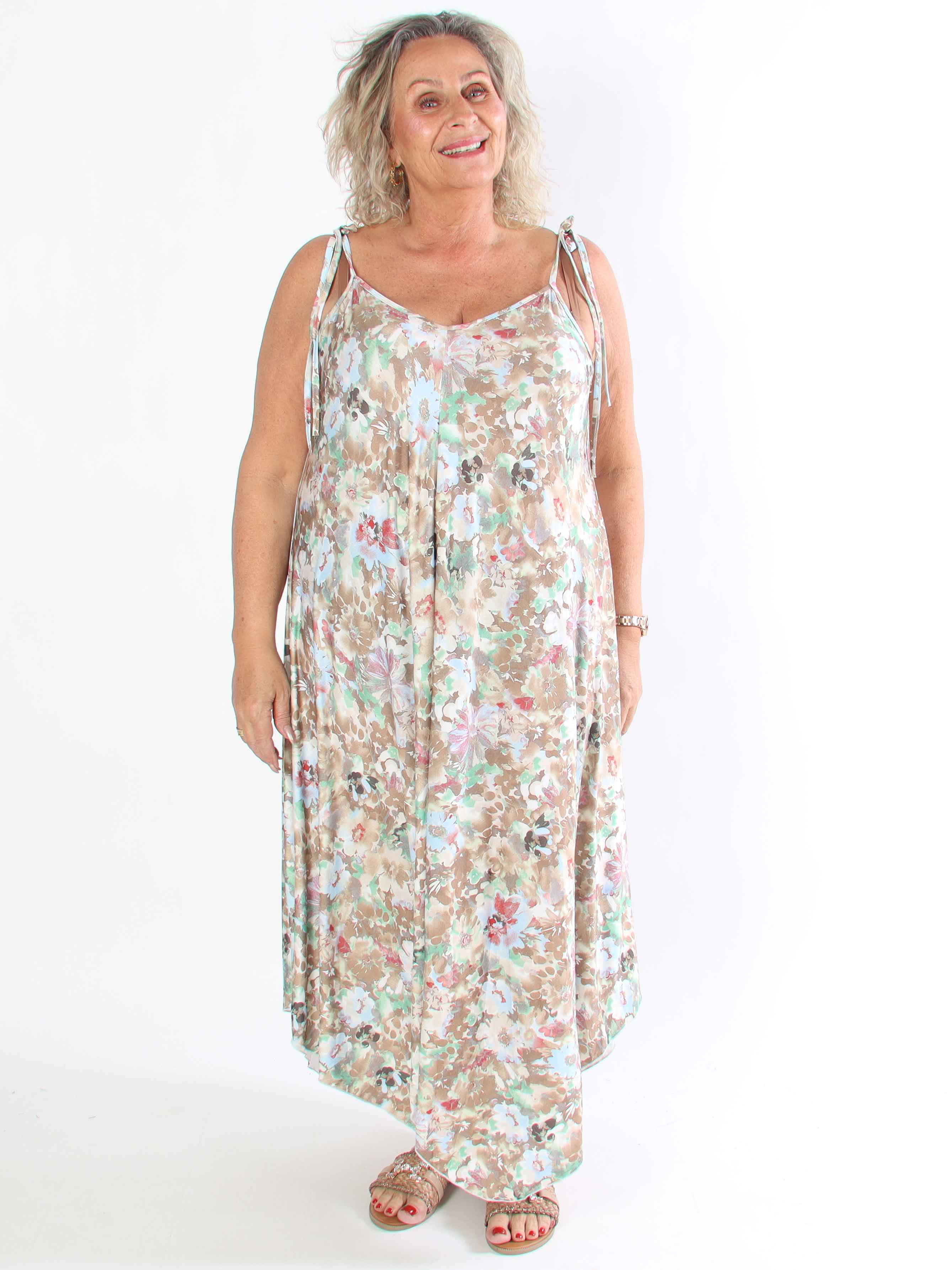 Maisie Flower - Plus size klänning i elastisk ty i blomstermönster